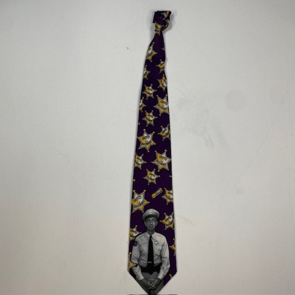 Deputy Barney Fife Mayberry RFD TV Show Novelty Neck Tie Purple Sheriff‎ Print